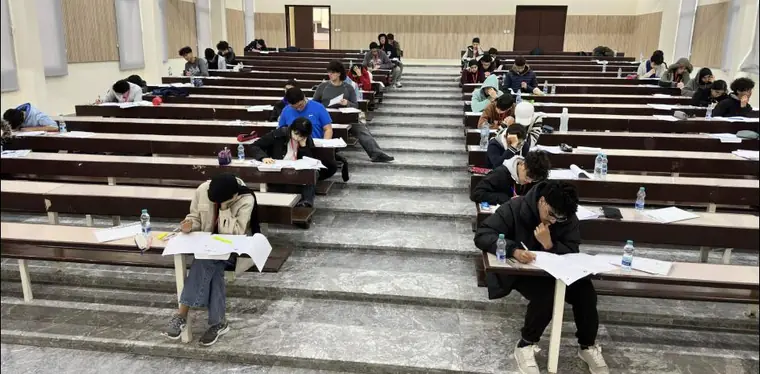 Students sitting the European Mathematical Cup 2025 in Rabat
